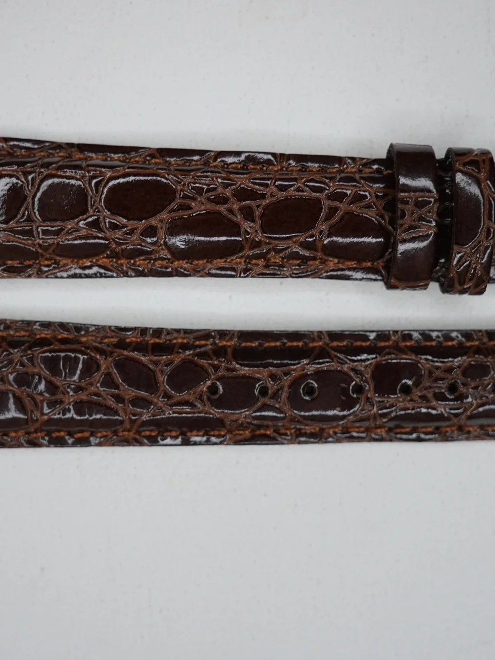 Original Seiko CALF-Z18 18mm Brown Crocodile-Embossed Leather Strap Gold Buckle